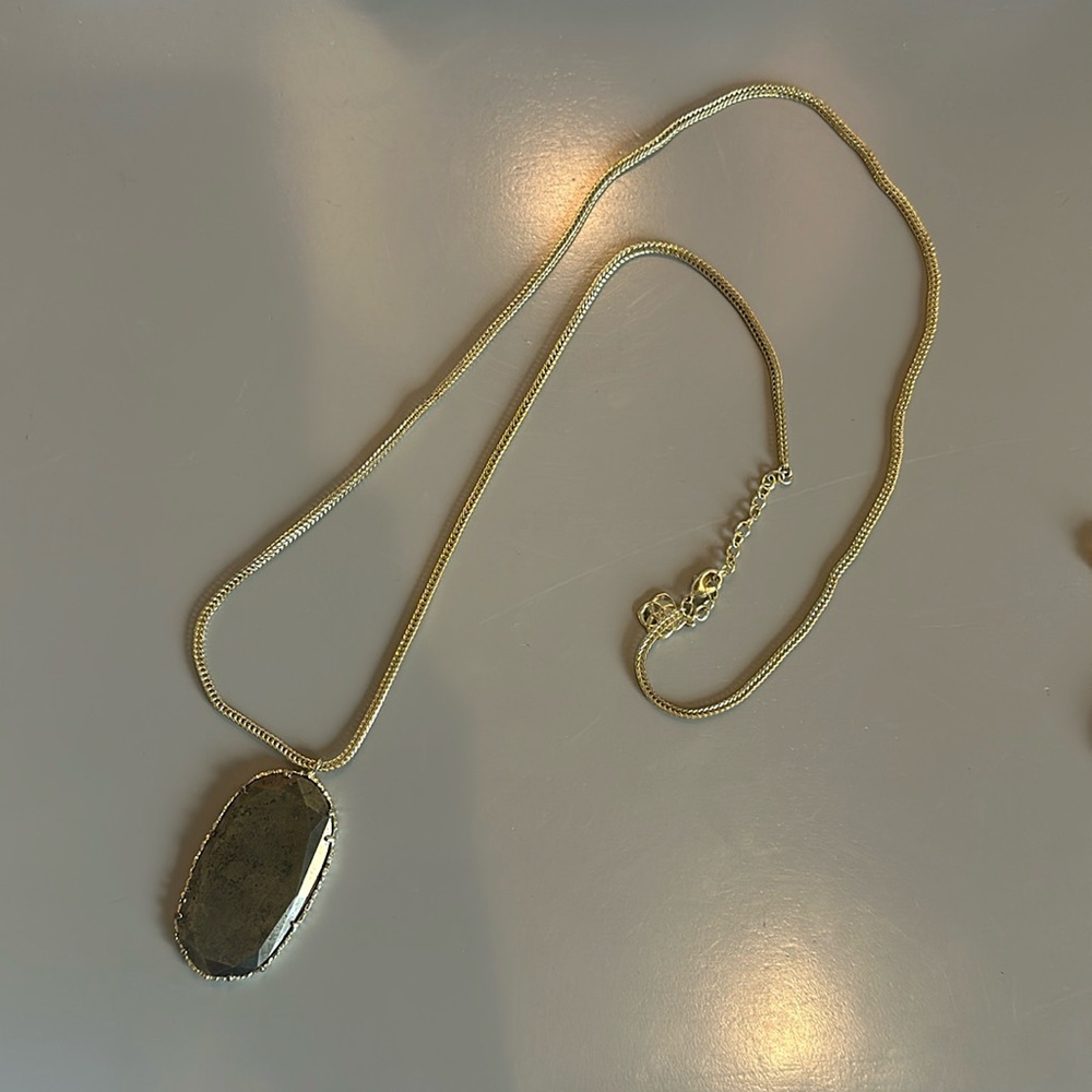 Kendra Scott dark green/gray and gold necklace